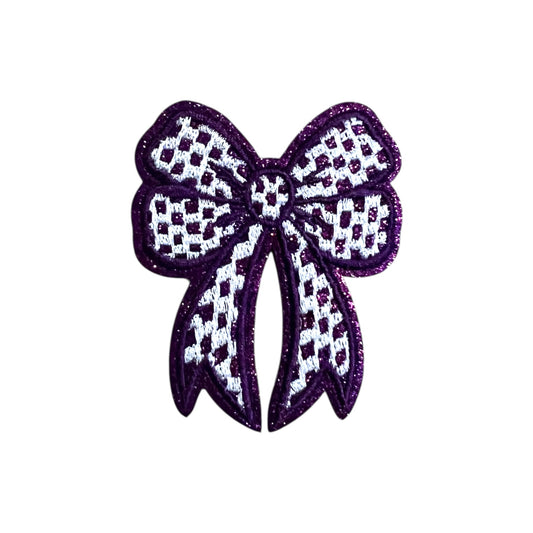 Checkered Glitter Bow Patch