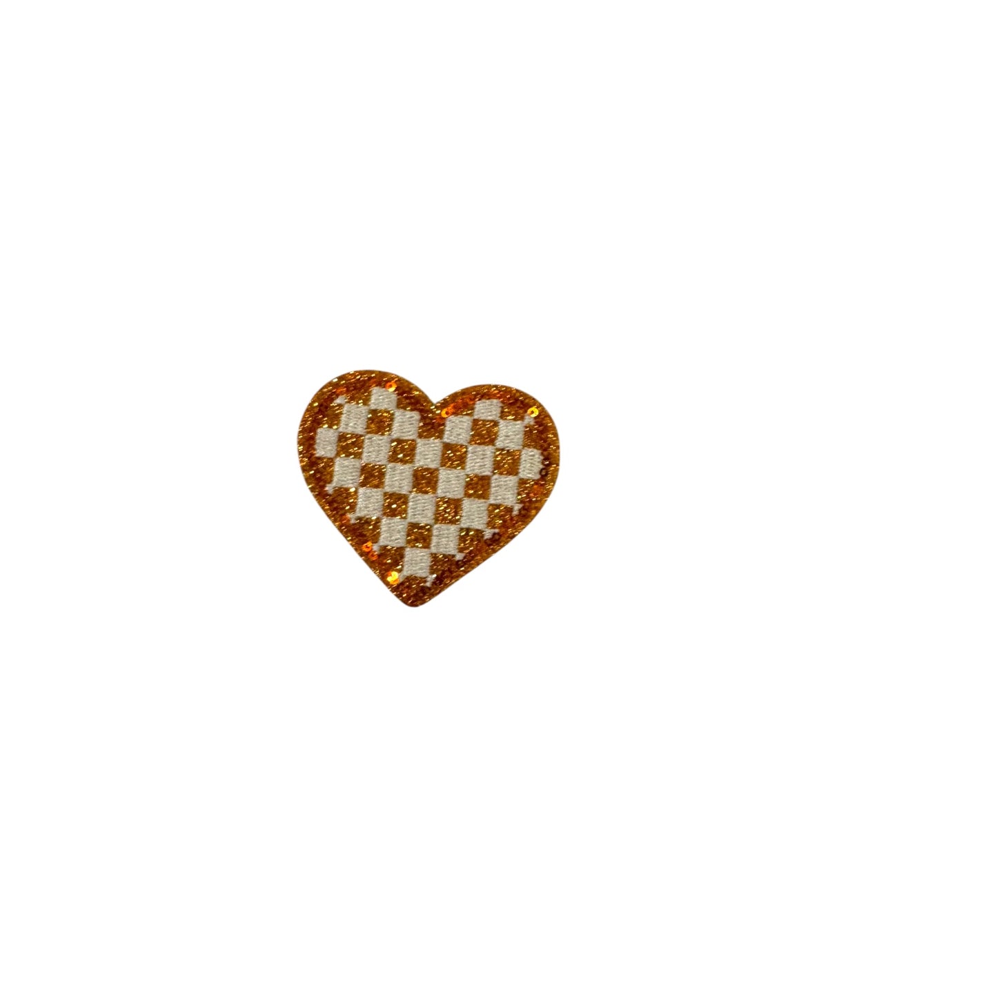 Checkered Heart Glitter Patch