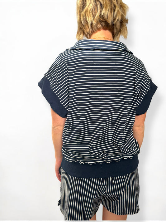 Navy Stripe Short Set