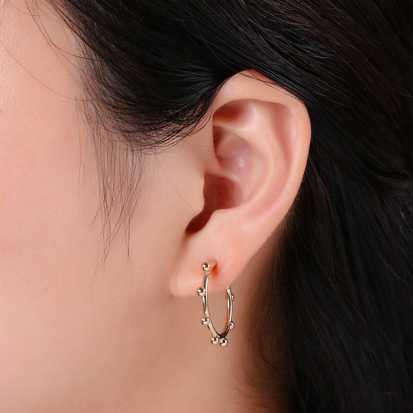 Dottie Hoop Earrings, Gold Filled