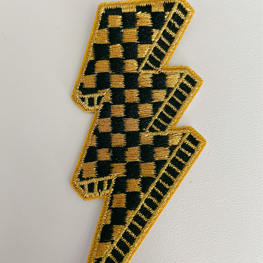 Metallic Checkered Lightning Bolt Patch