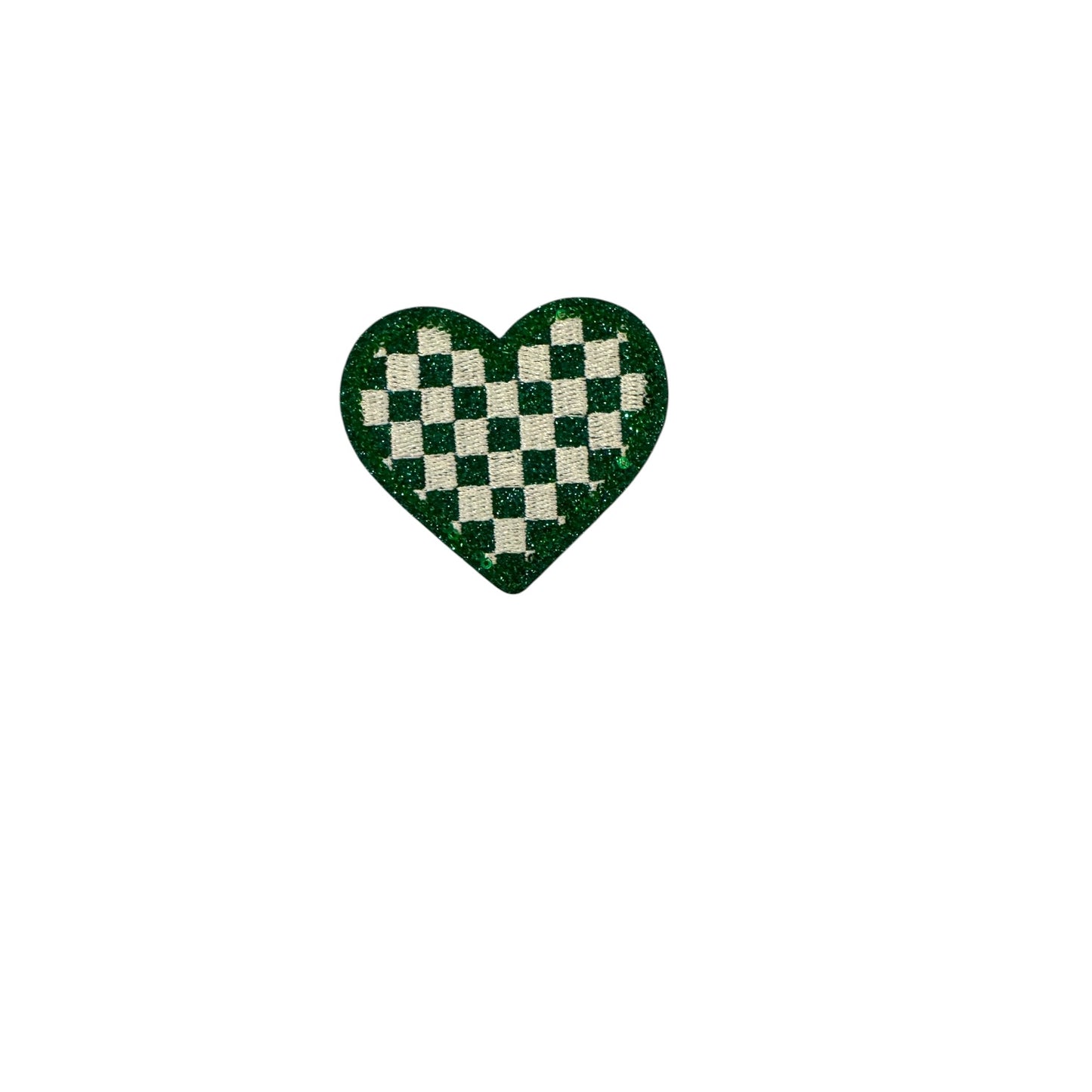 Checkered Heart Glitter Patch