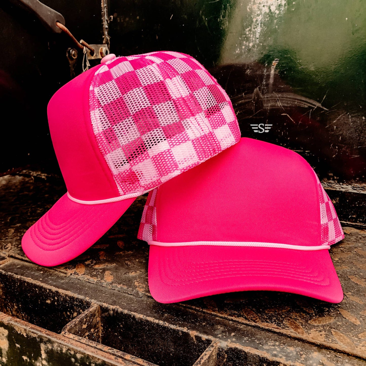 Checkered Mesh Foam Trucker Cap