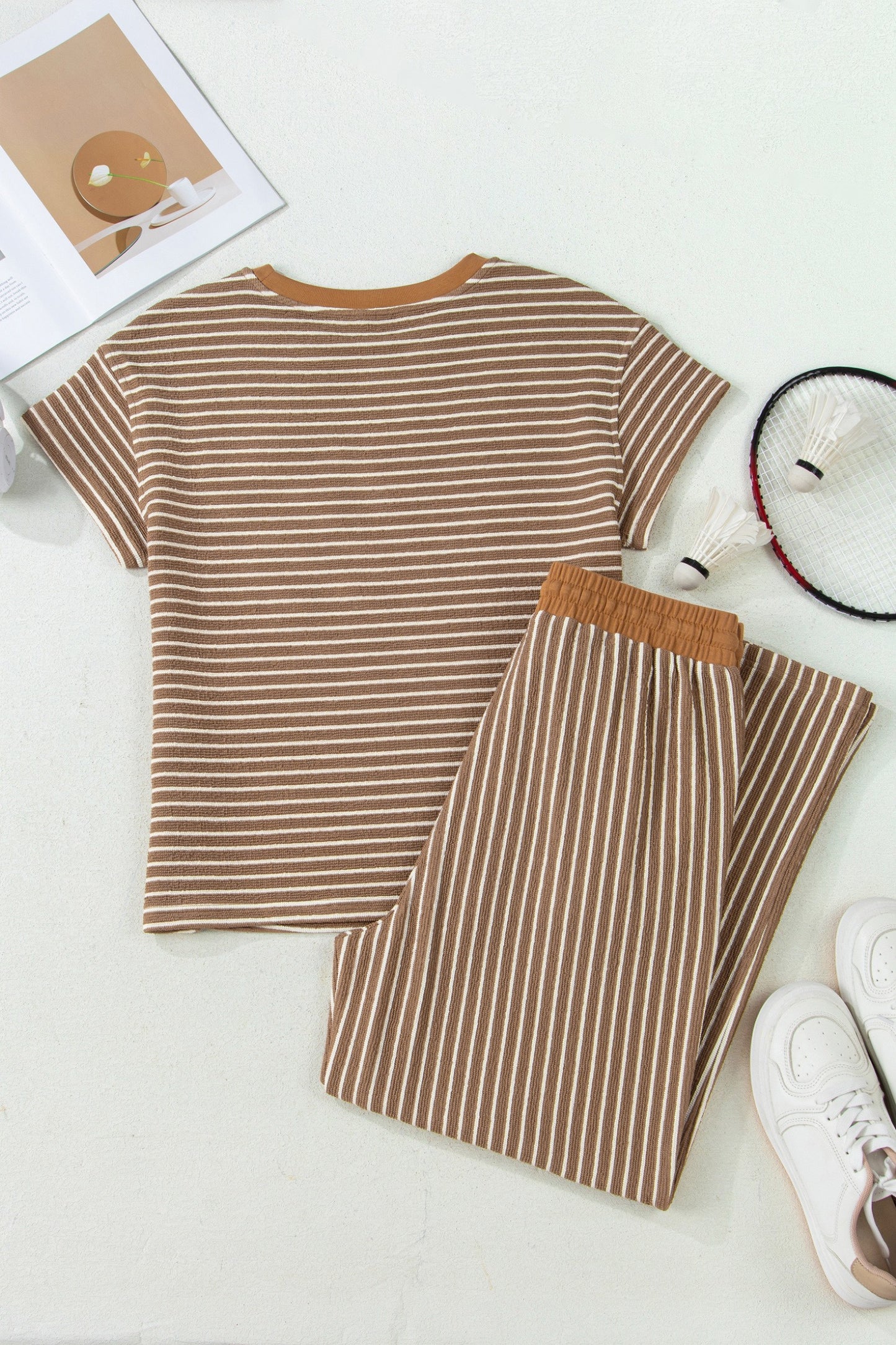 Perfect Stripe Set- Camel