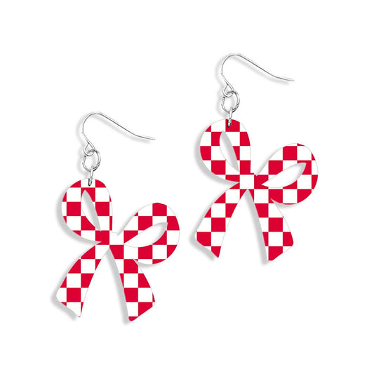 Game Day Checkered Bow Earrings