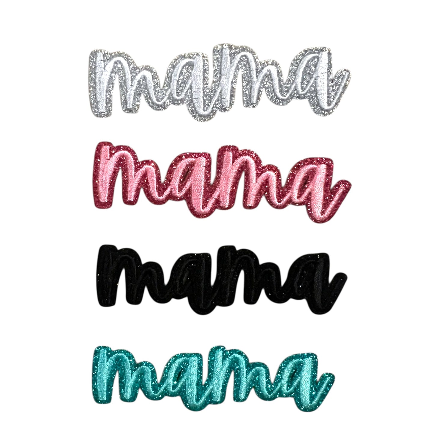 Mama Script Glitter Patch