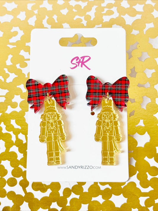 Tartan Bow Nutcracker Earring
