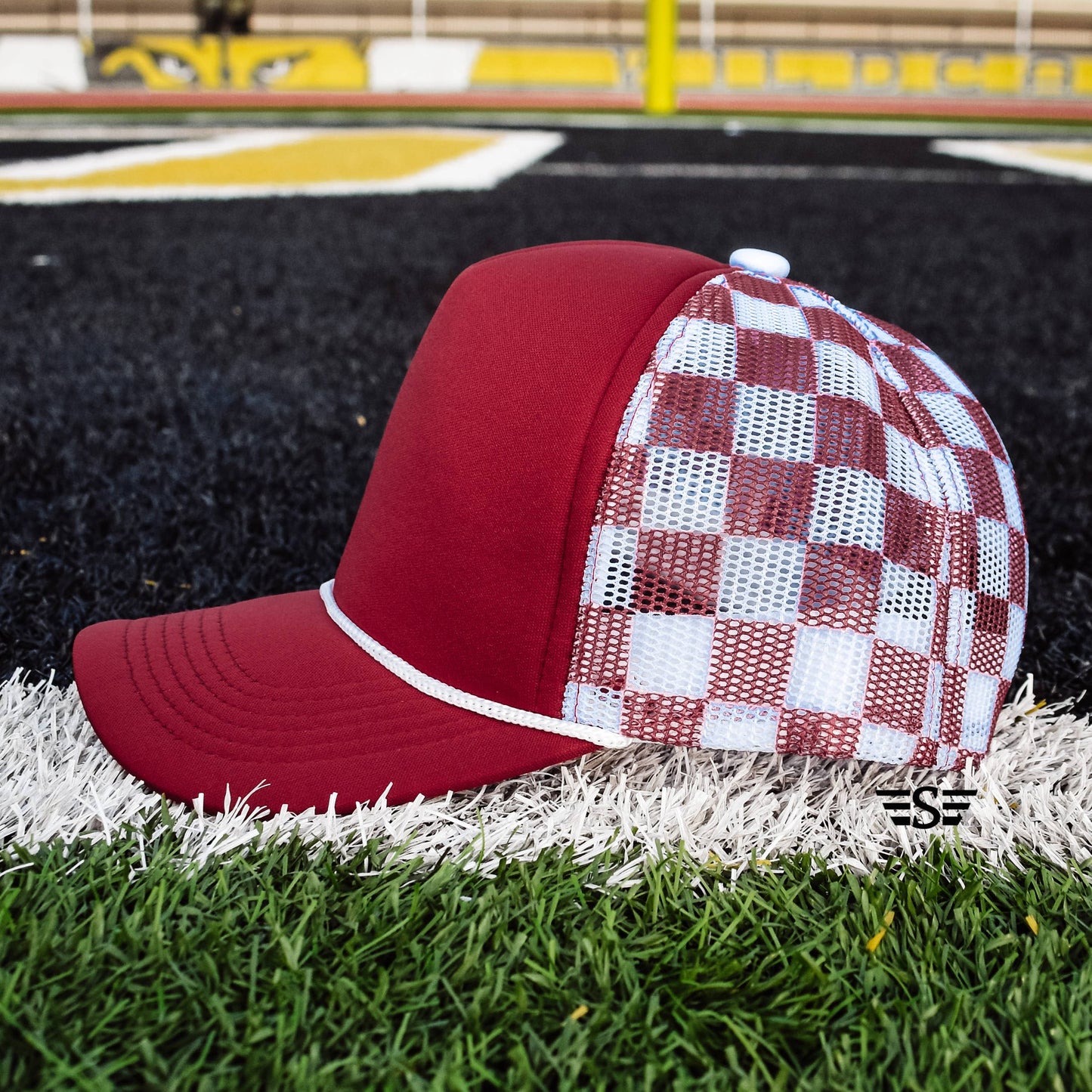 Checkered Mesh Foam Trucker Cap