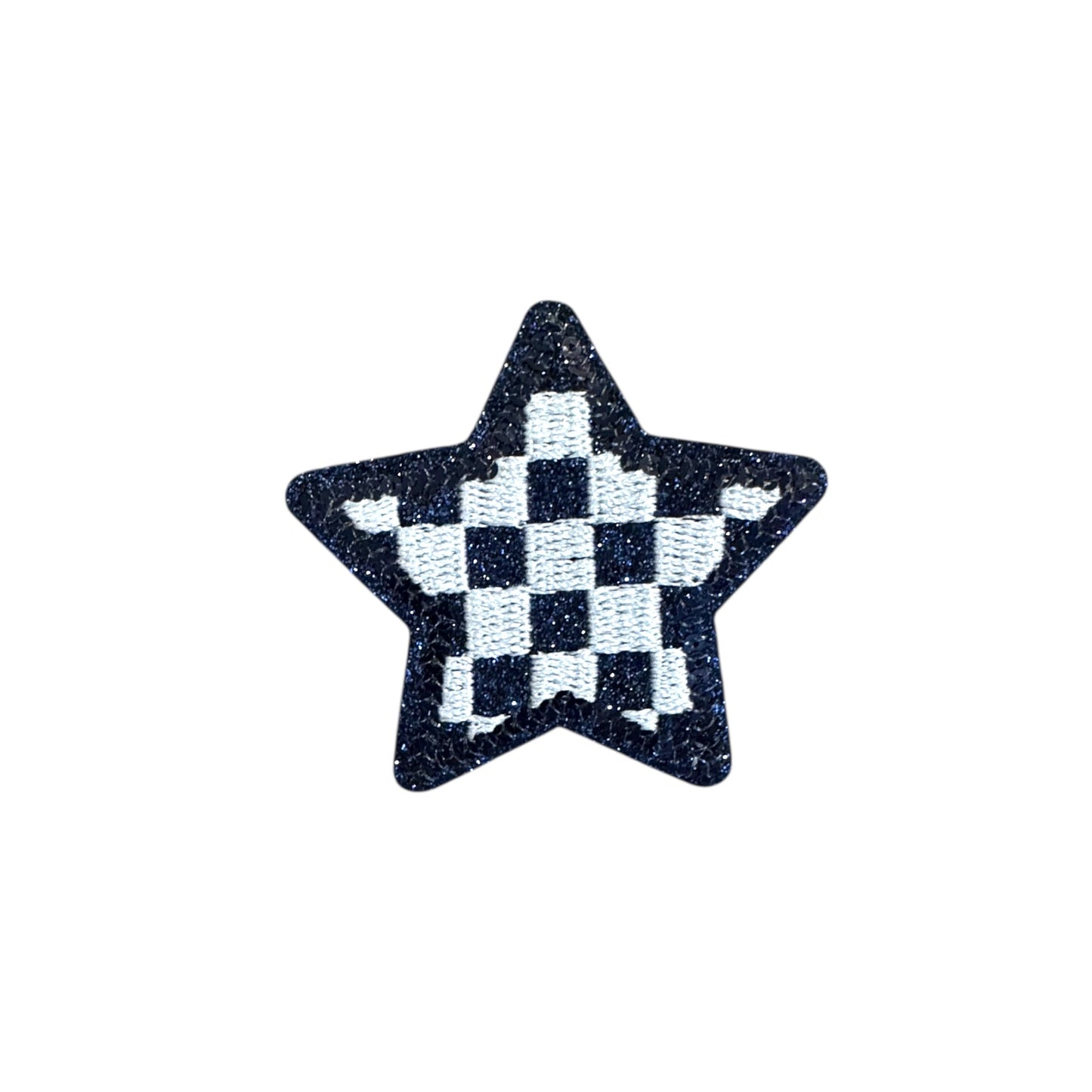 Checkered Star Glitter Patch