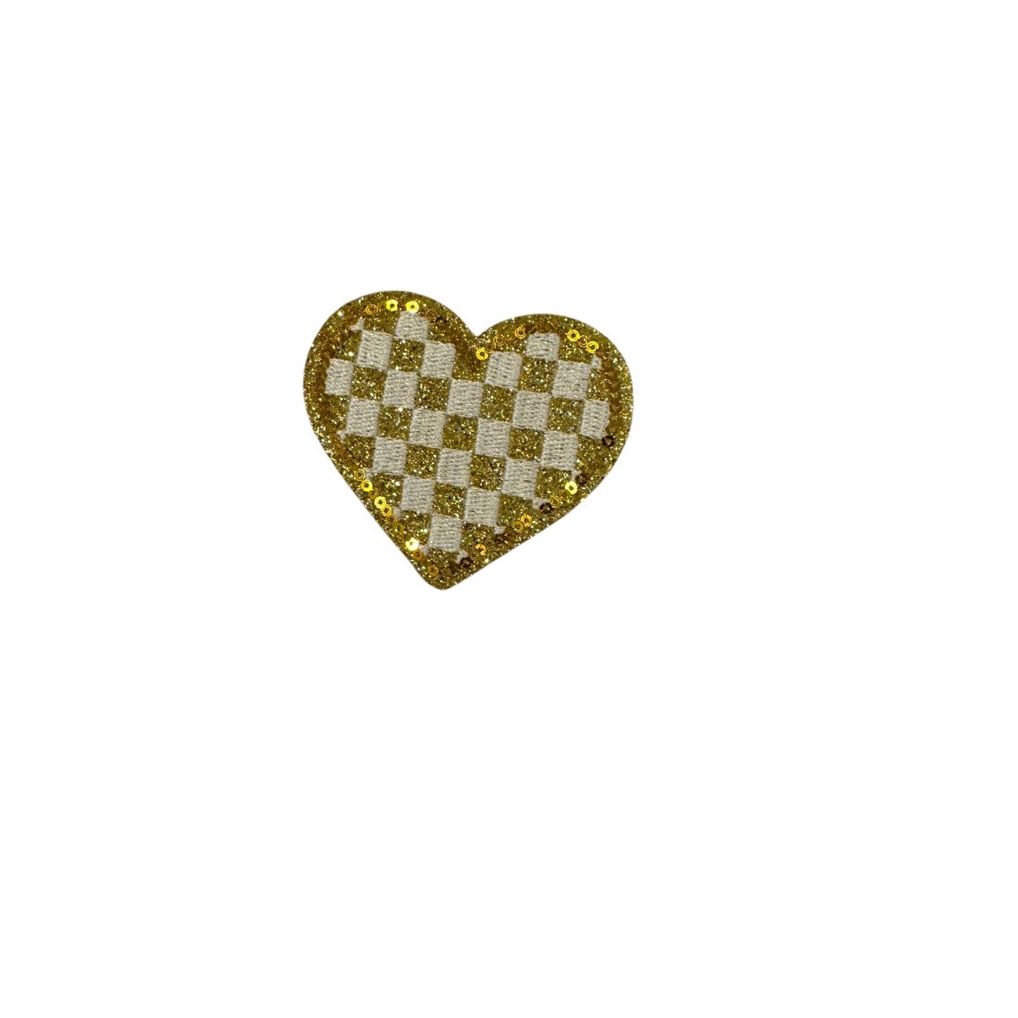 Checkered Heart Glitter Patch