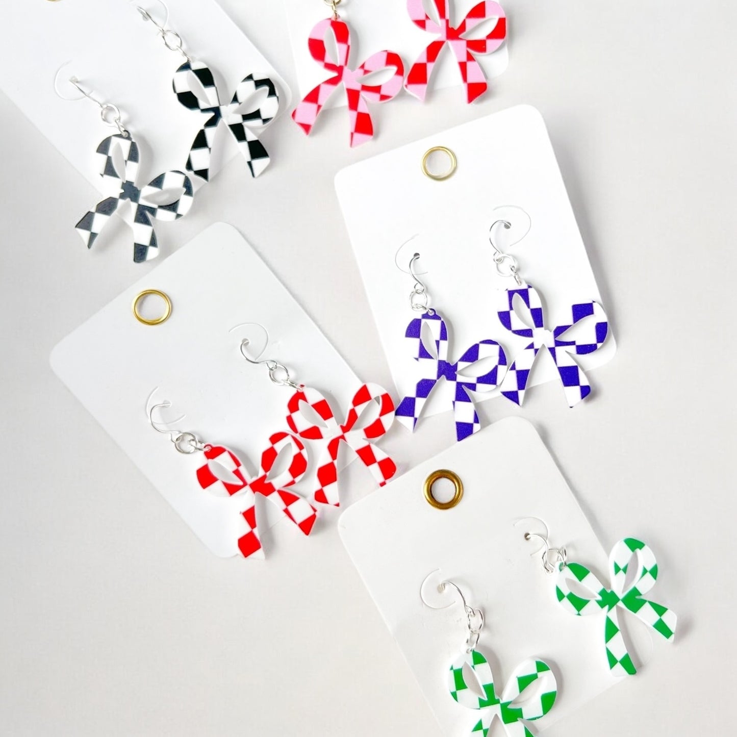Game Day Checkered Bow Earrings