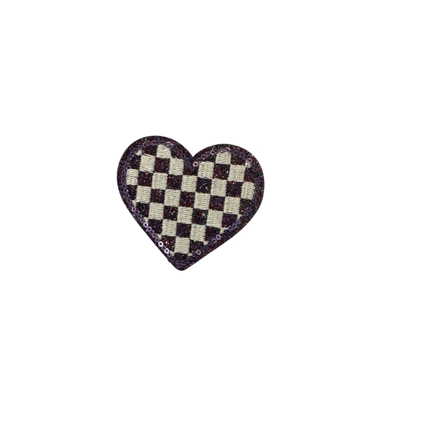 Checkered Heart Glitter Patch
