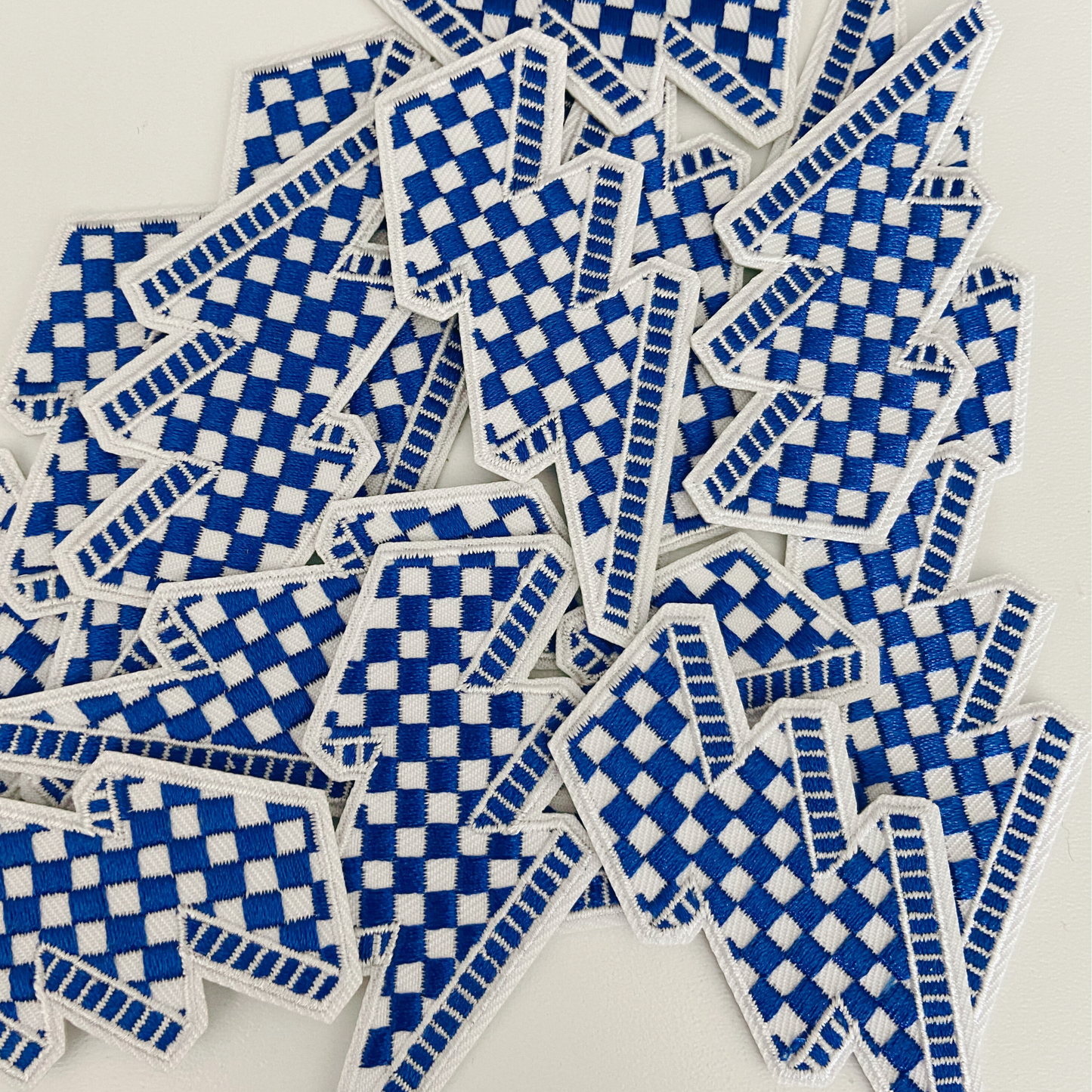 Blue Checkered Lightning Bolt Patch