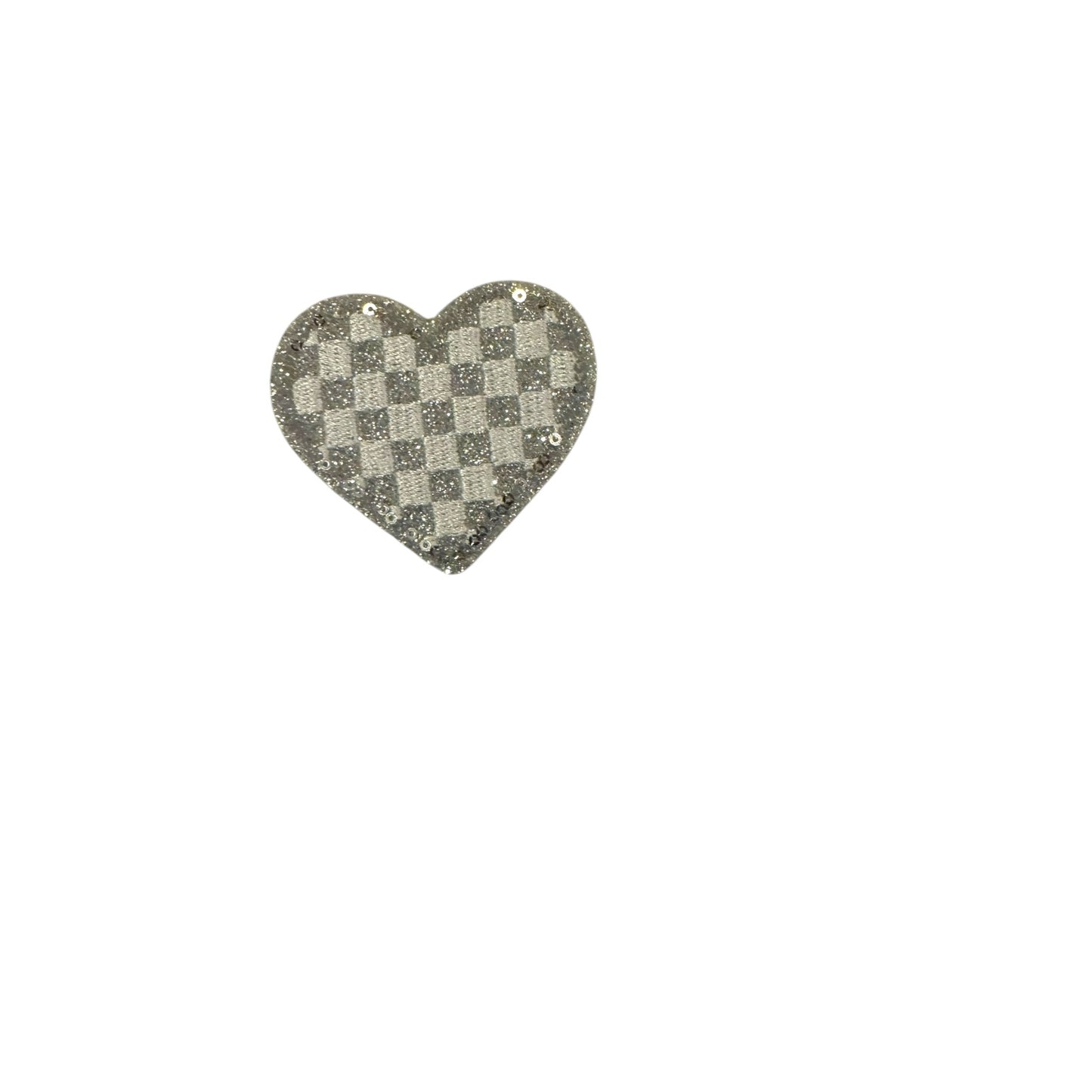 Checkered Heart Glitter Patch