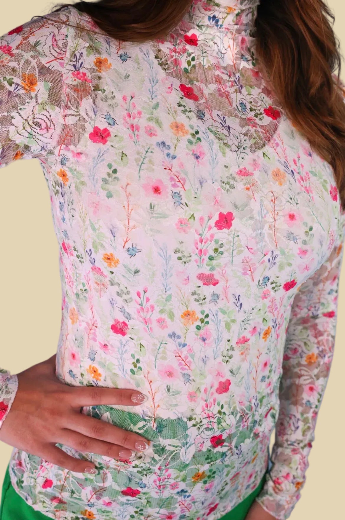 Spring Blooms Floral Mesh Top