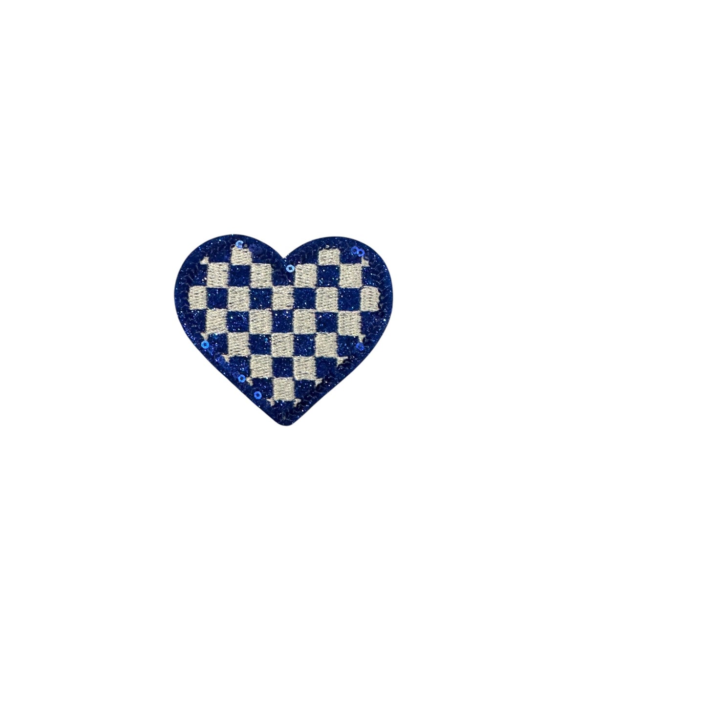 Checkered Heart Glitter Patch
