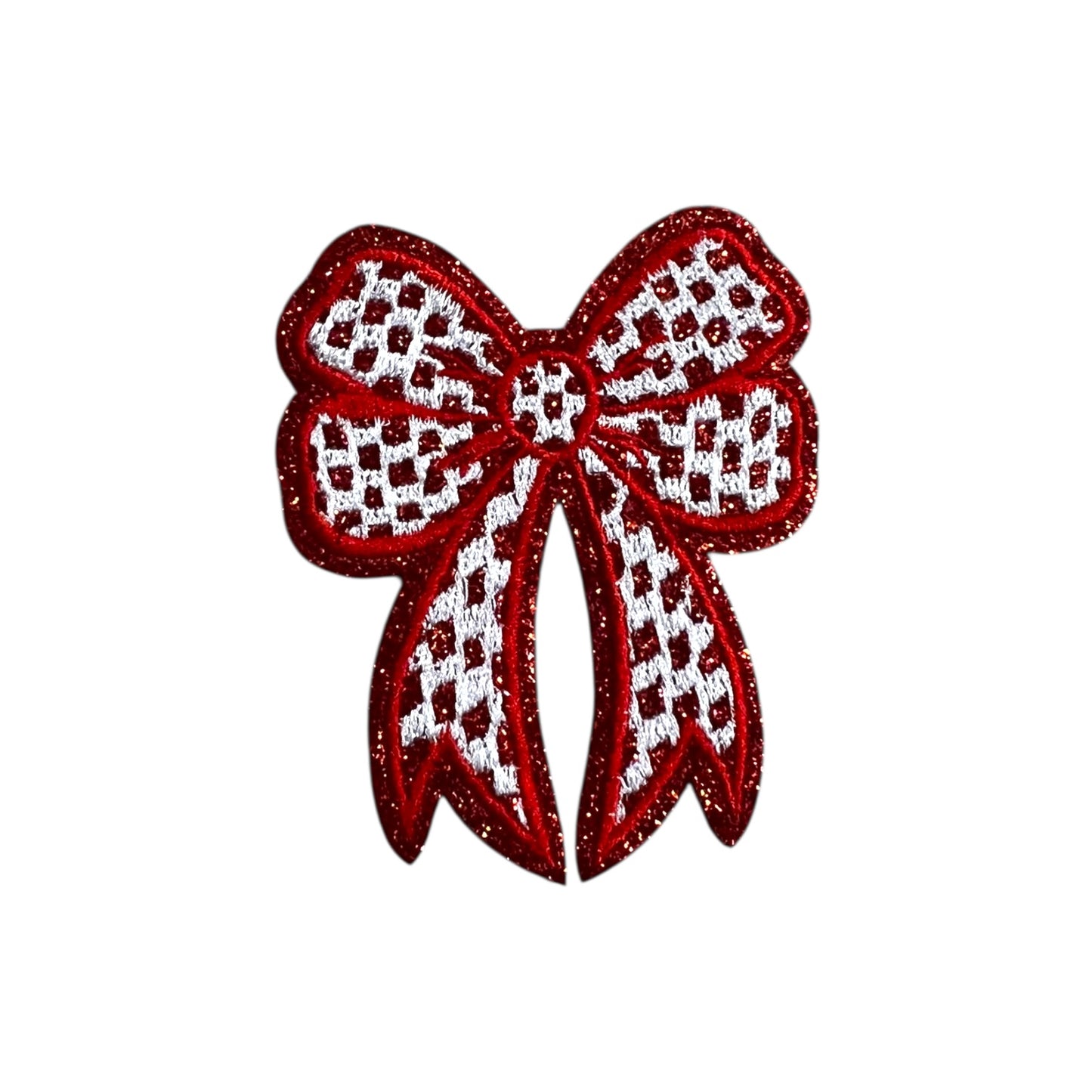 Checkered Glitter Bow Patch