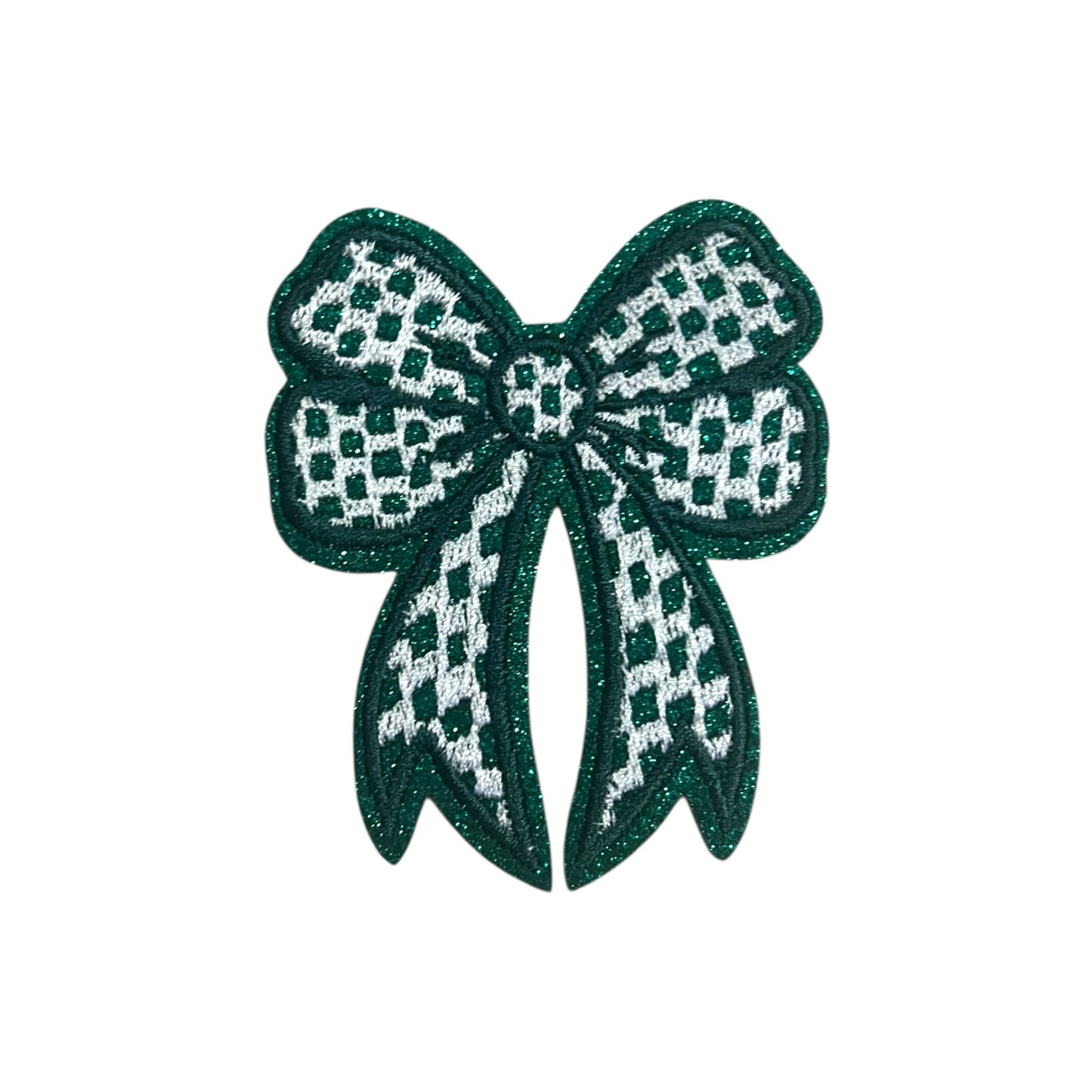Checkered Glitter Bow Patch