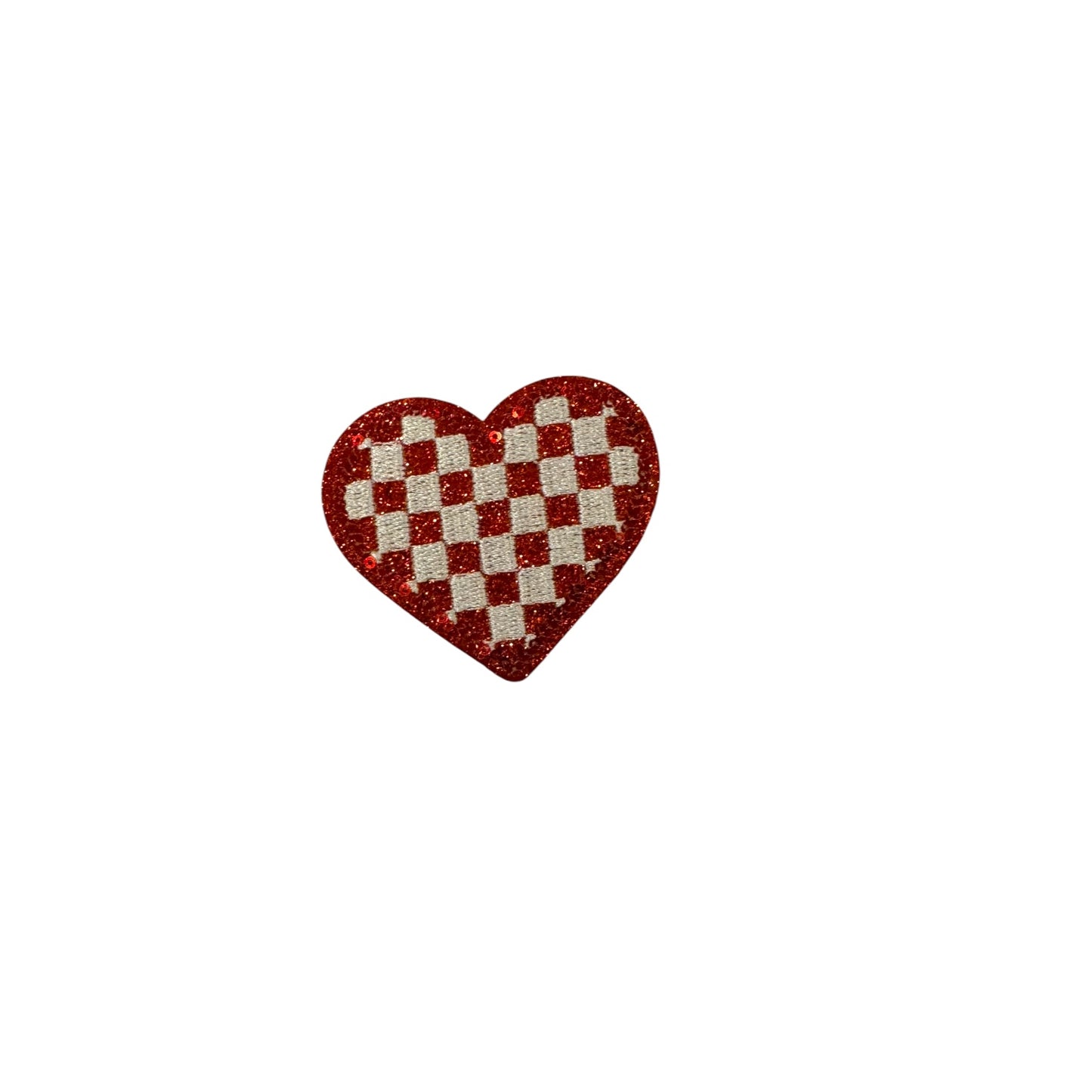Checkered Heart Glitter Patch