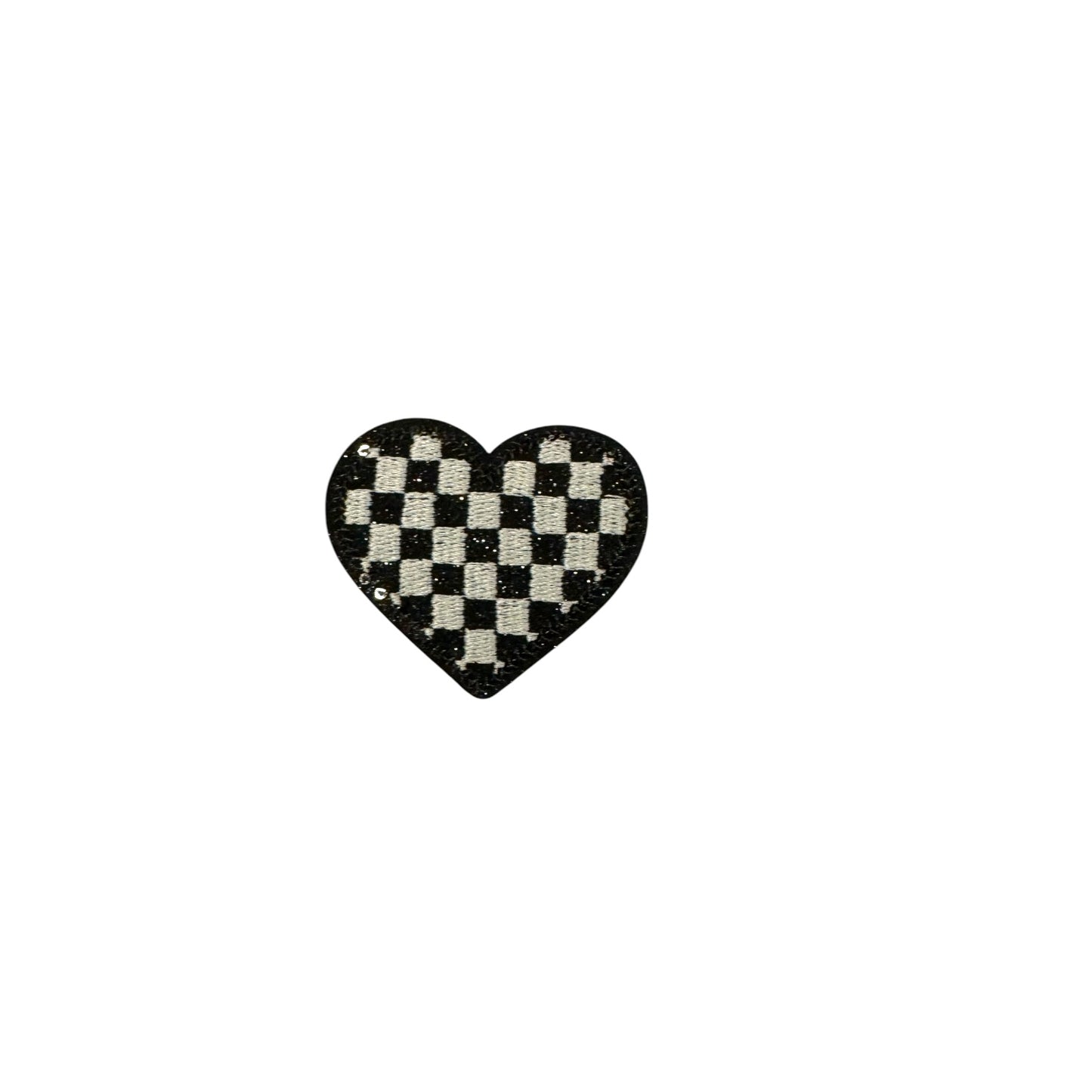 Checkered Heart Glitter Patch