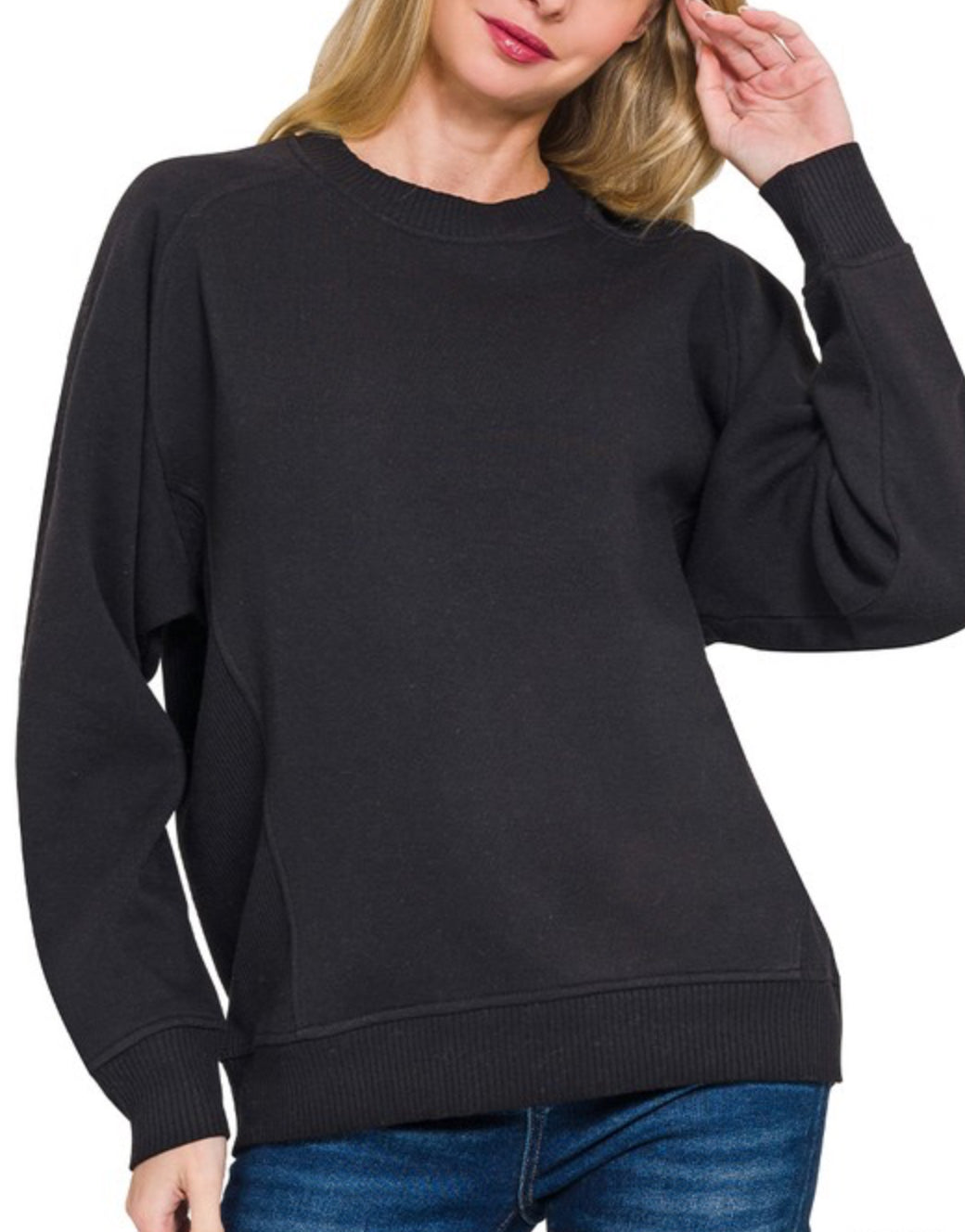 Ribbed Fleece Sweatshirt