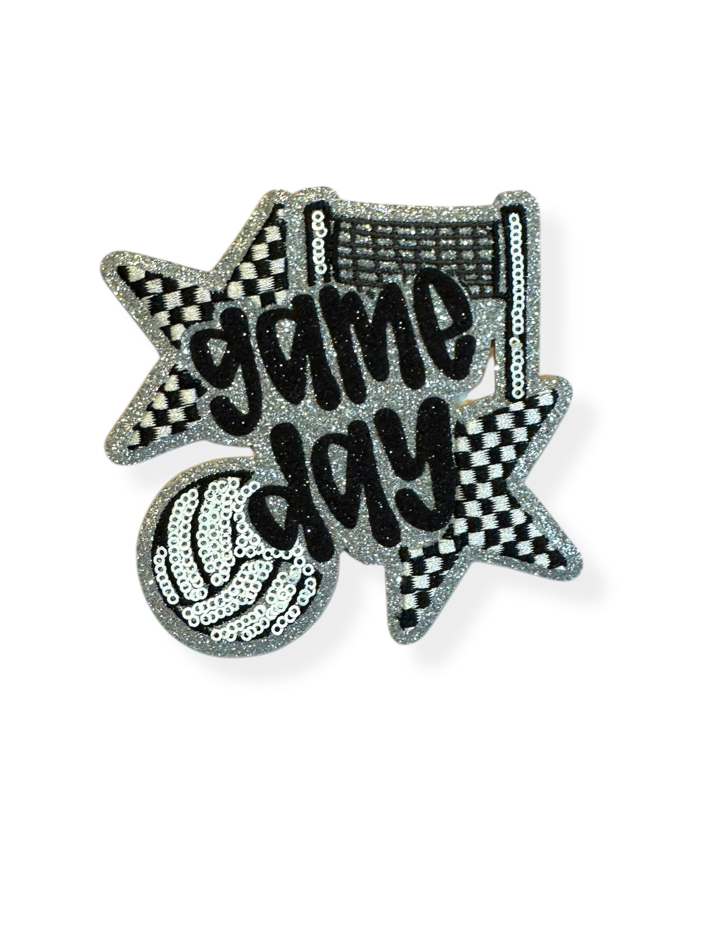 Volleyball Game Day Checkered Star Patch