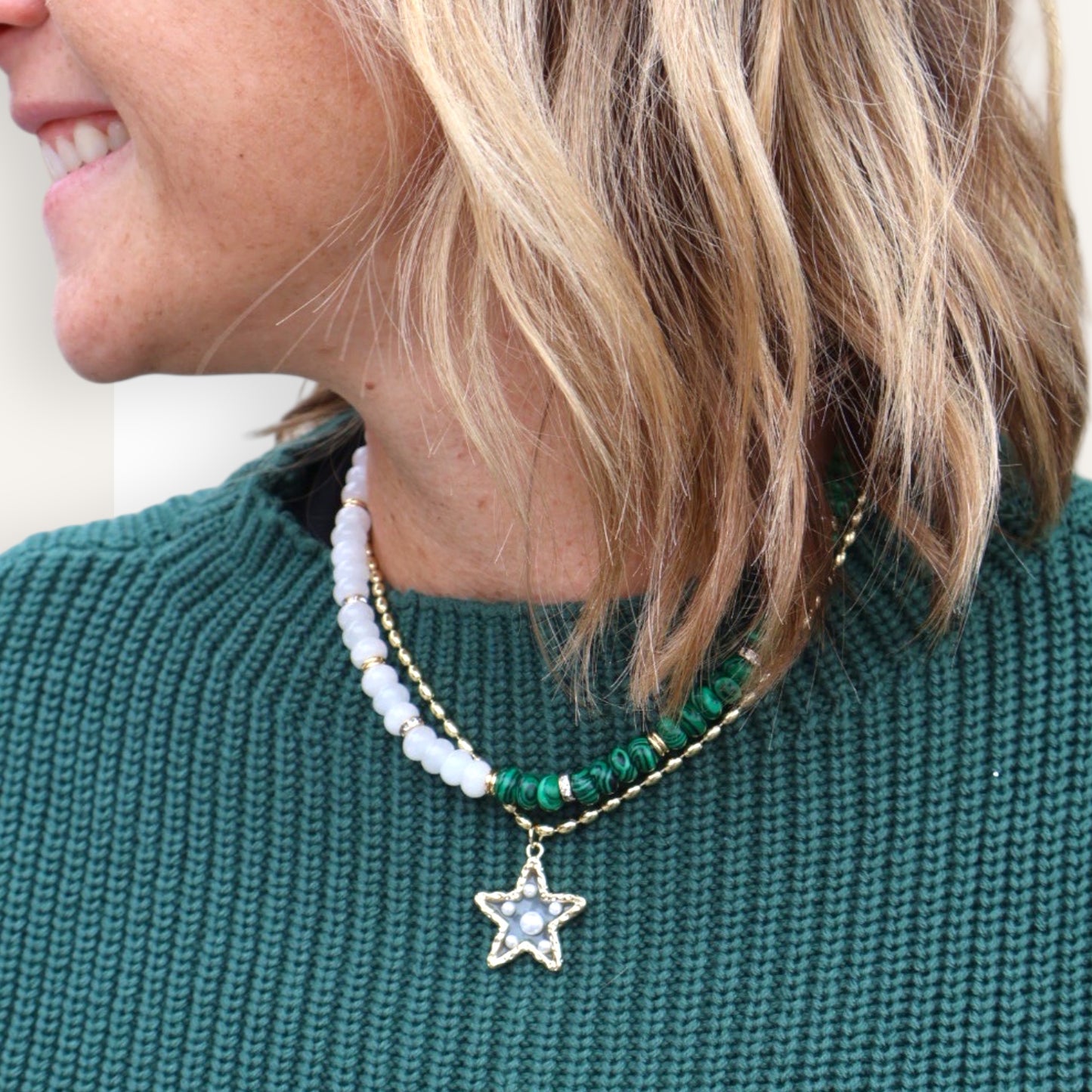 Pearl Studded Star Necklace