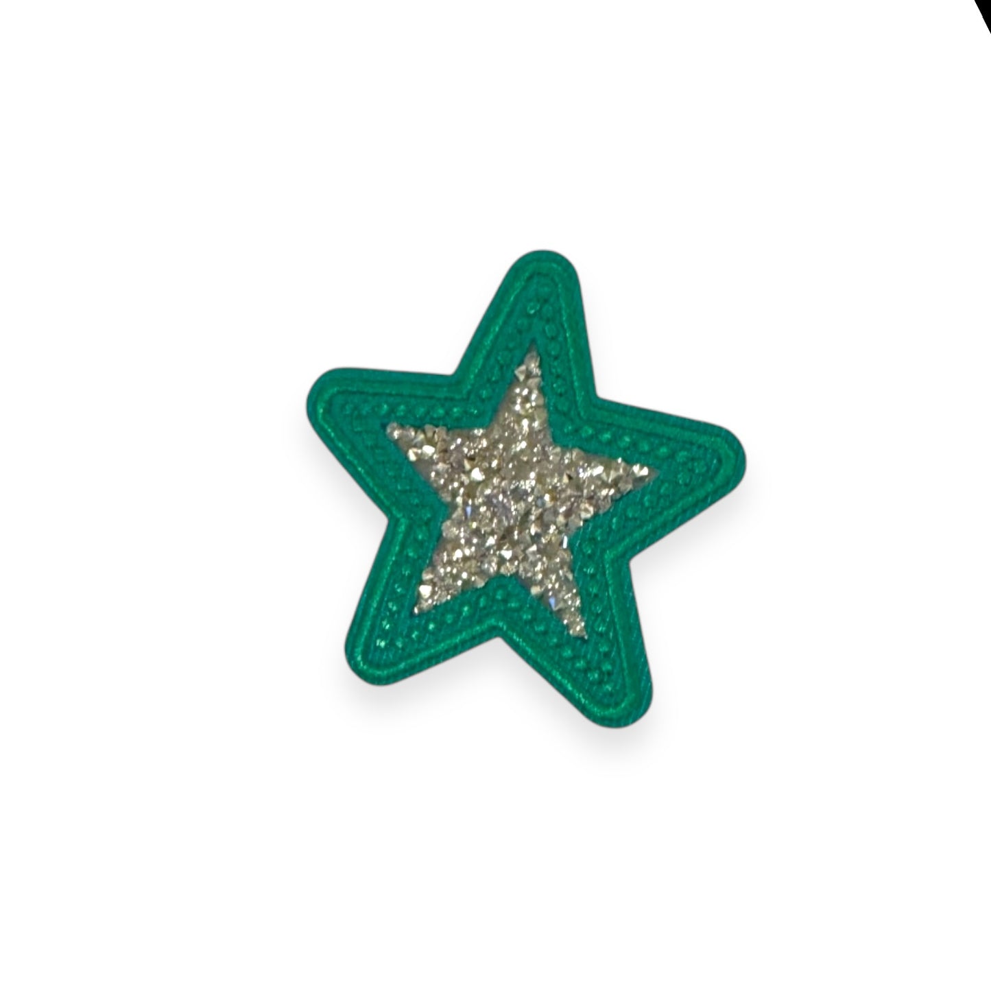 Rhinestone Star Patch, Green- 2.5"