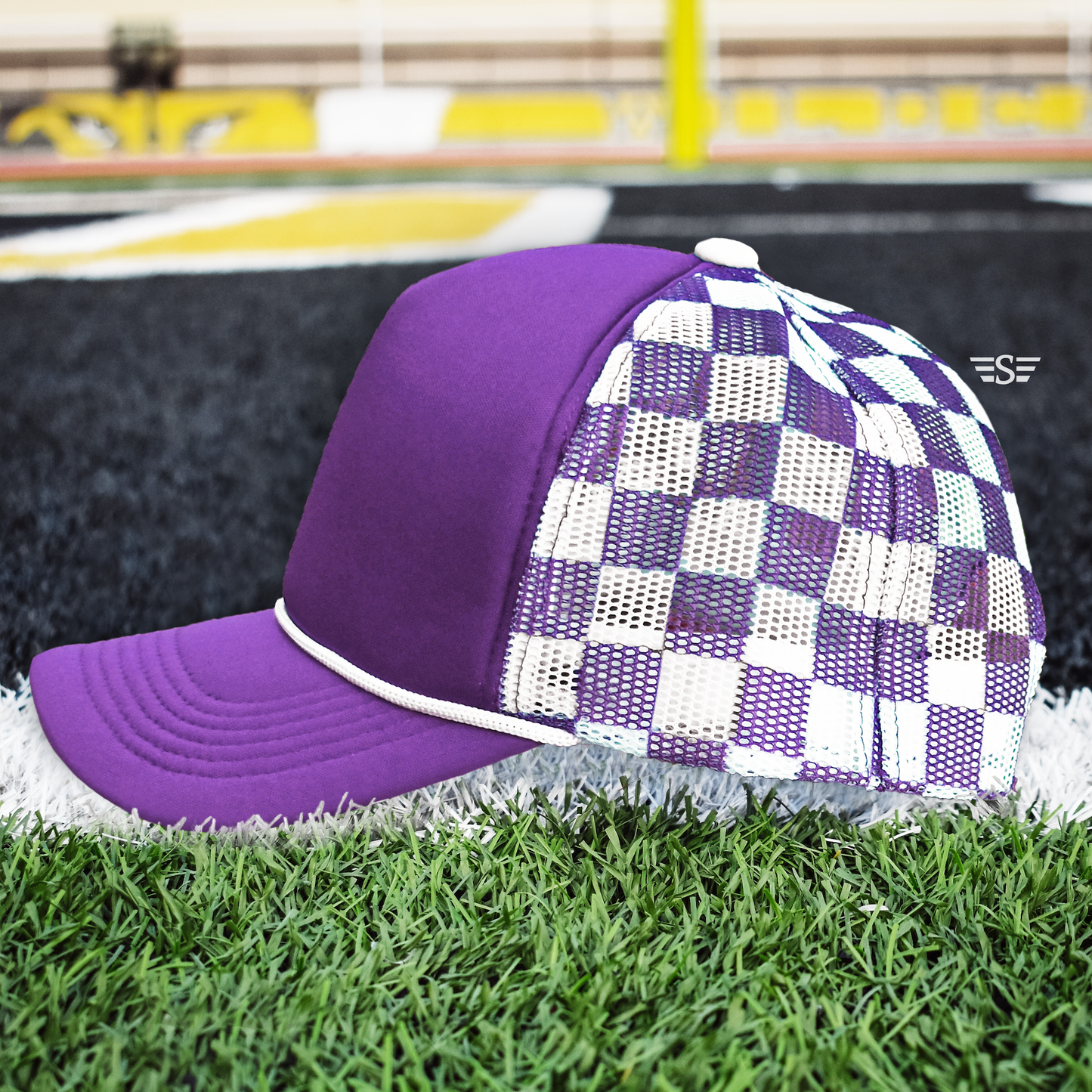 Checkered Mesh Foam Trucker Cap