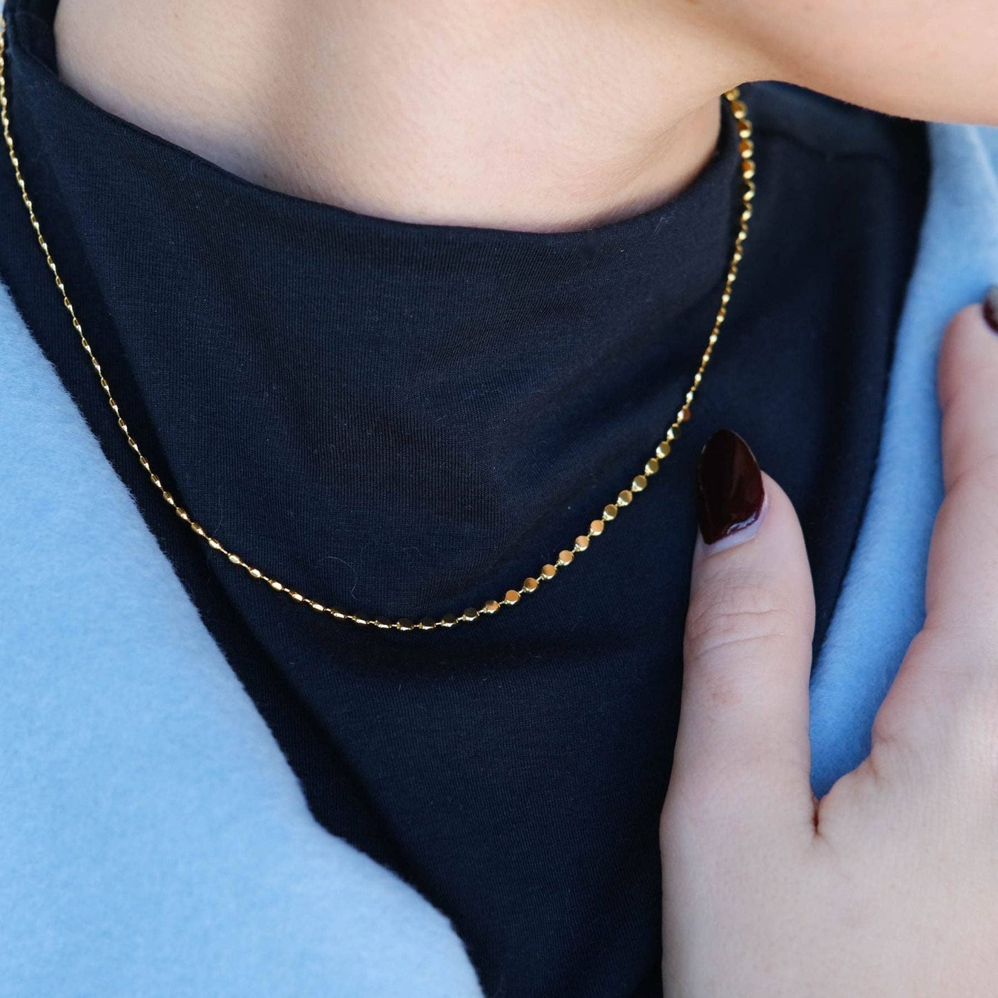 Disc Chain Necklace, Gold