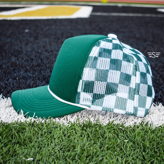 Checkered Mesh Foam Trucker Cap