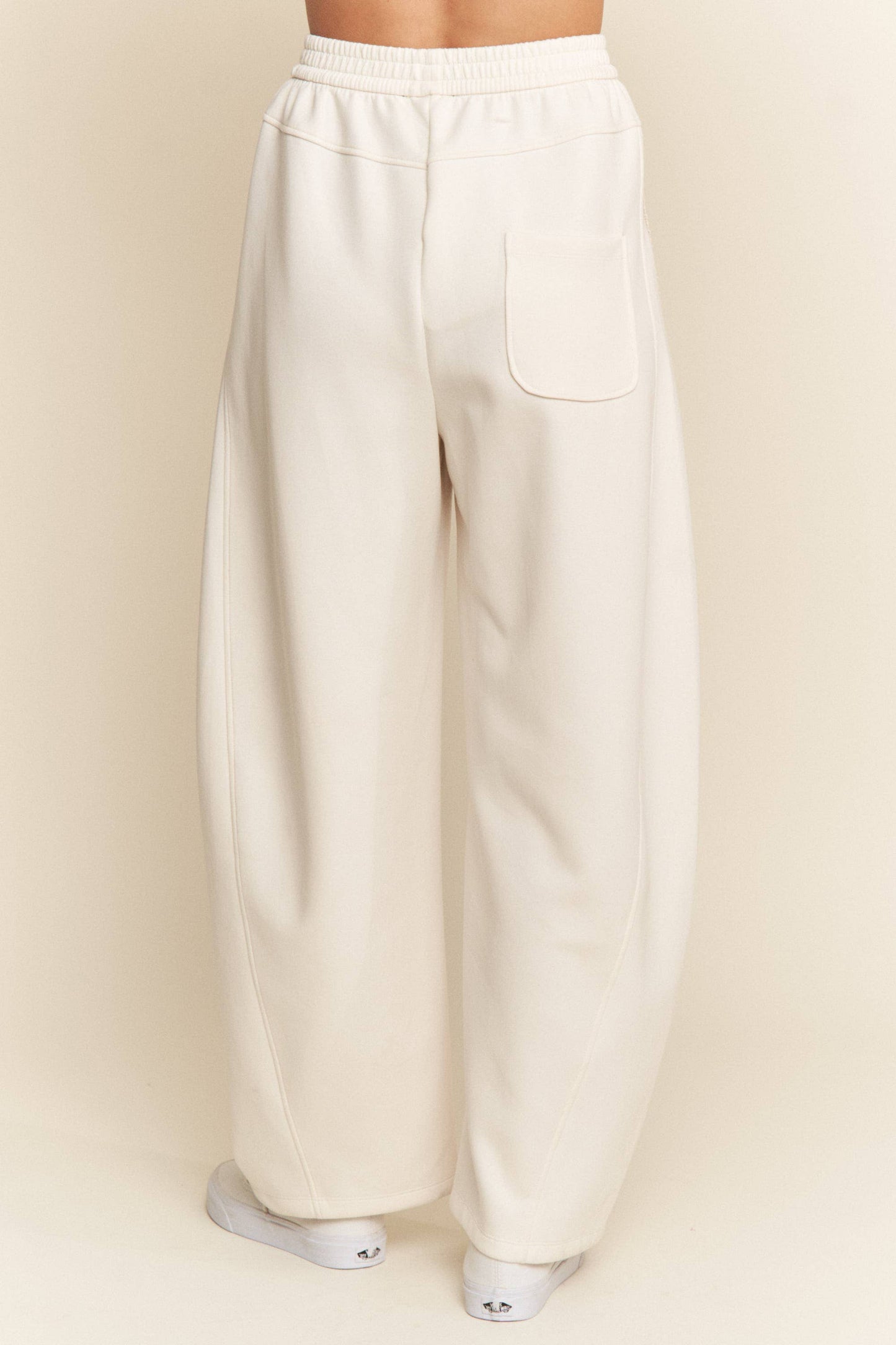 Crochet Lace Trim Loose Fit Barrel Sweatpants