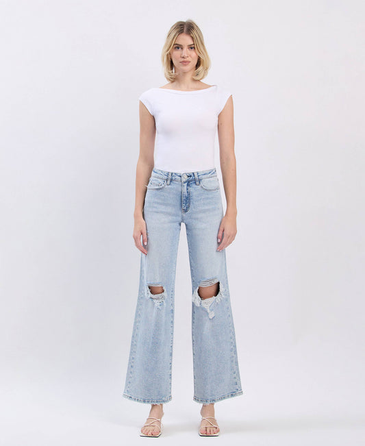 EVERDAY DISTRESSED WIDE JEANS