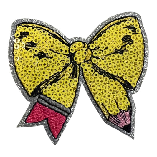 School Pencil Bow Patch- 3"