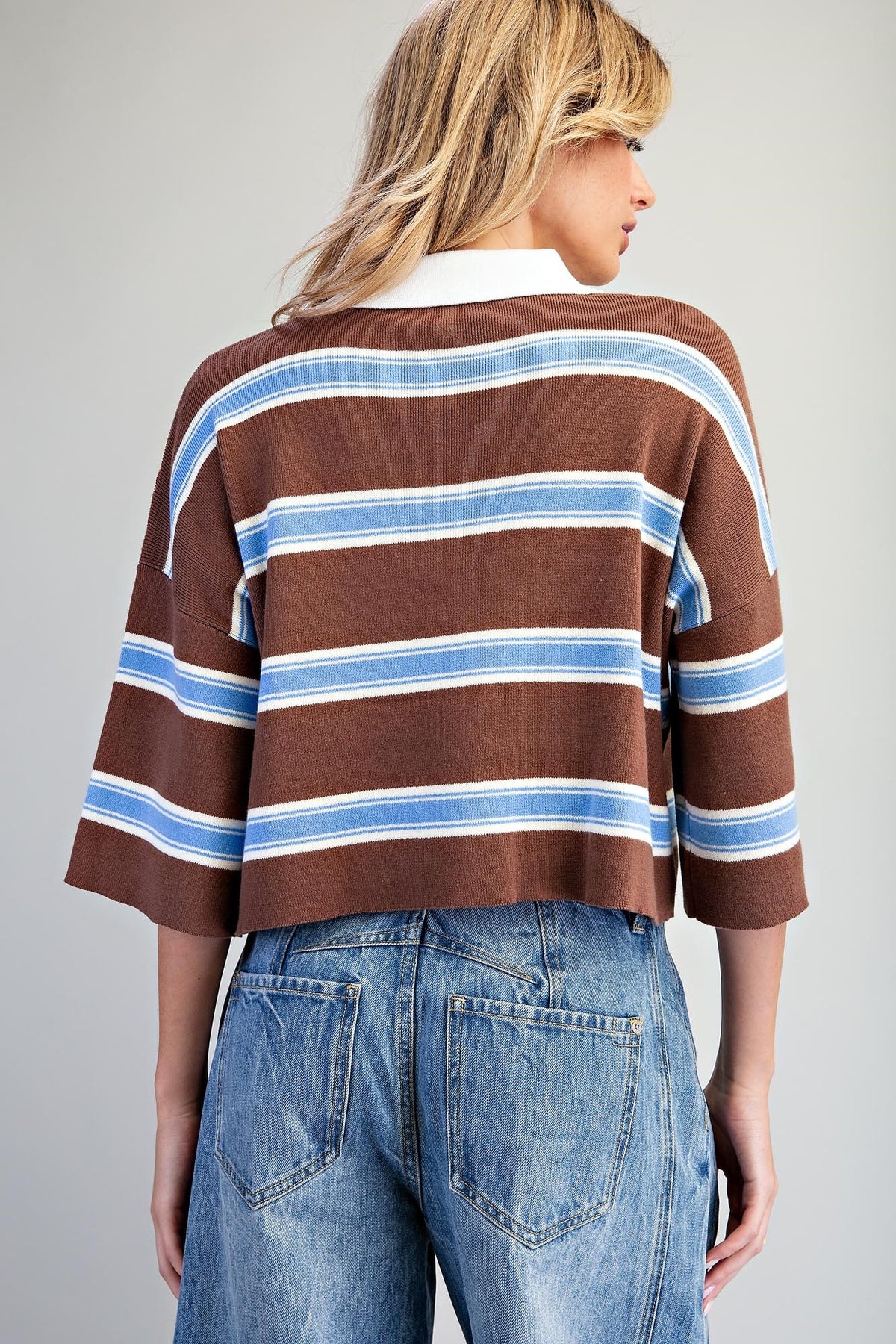 Everday Varsity Stripe Cropped Polo