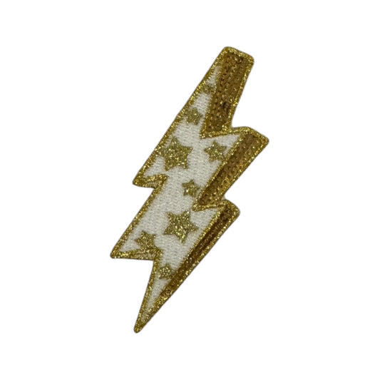 Glitter Star Lightning Bolt Patch, Gold- 2"