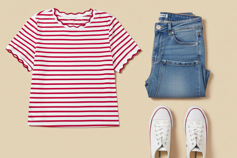 Scalloped Striped Top