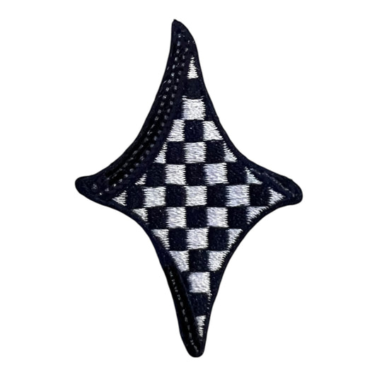 Checkered Diamond Star Patch, Navy- 2.5"