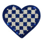 Checkered Heart Glitter Patch, Blue- 2.1"