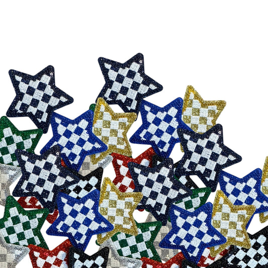 Checkered Star Glitter Patch
