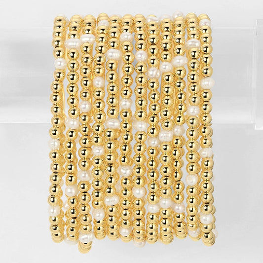 Stacking Goldie- Fresh Water Pearl (SI)