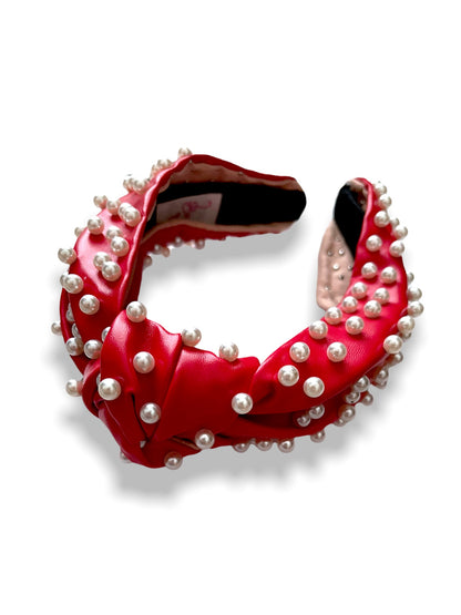 Knotted Leather Pearl Headbands