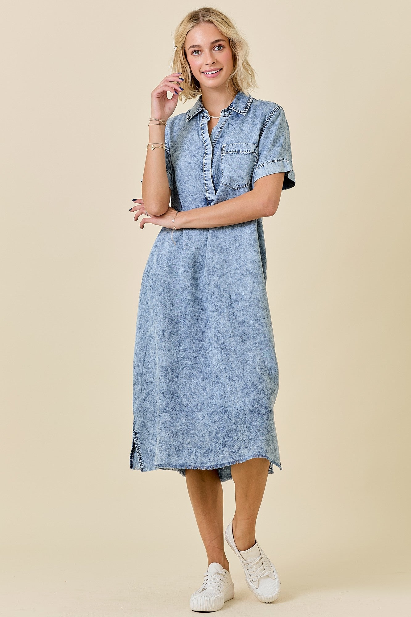 Denim Midi Shirt Dress