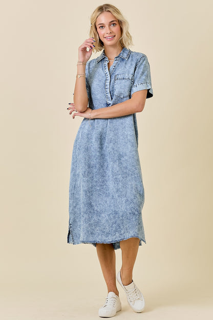 Denim Midi Shirt Dress
