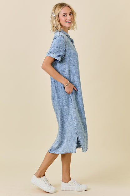 Denim Midi Shirt Dress