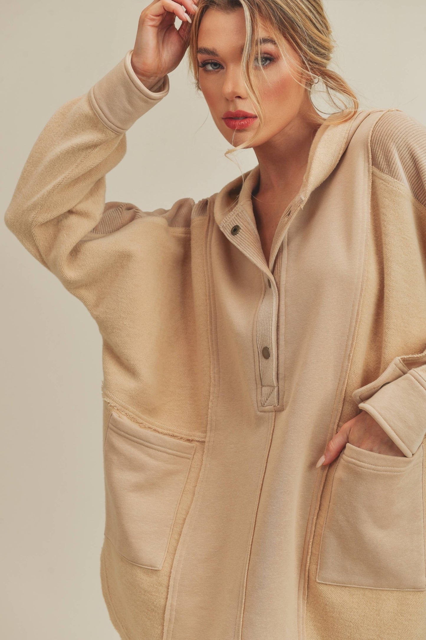 Hooded Pullover, Oat