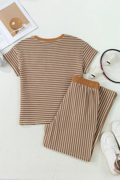 Perfect Stripe Set- Camel
