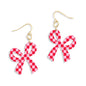 Red & Pink Check Bow Earrings