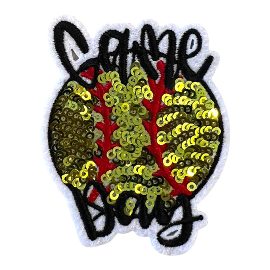 GAME DAY Softball Sequin Patch- 3"