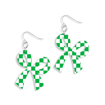 Game Day Checkered Bow Earrings